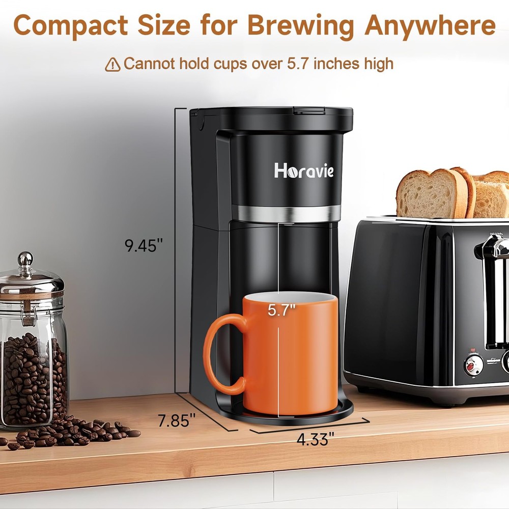 Small Single Serve Coffee Maker, Fast Brew One Cup Coffee Machine for K Cup a...