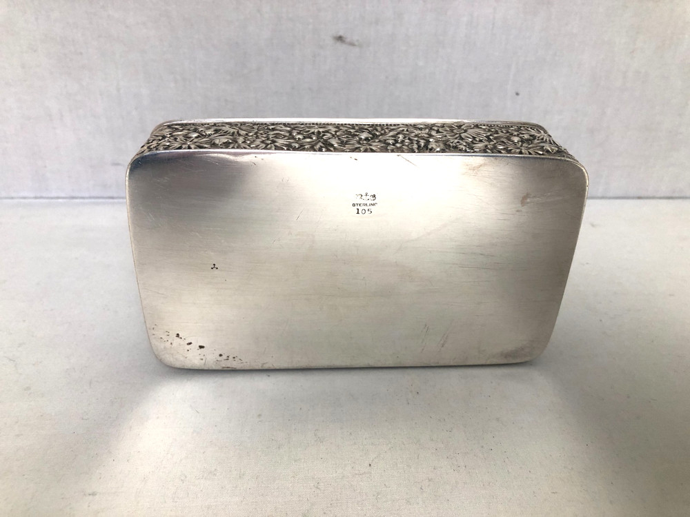 Antique Gorham Cluny Pattern Sterling Silver Rectangular Hinged Box, 177 Grams.