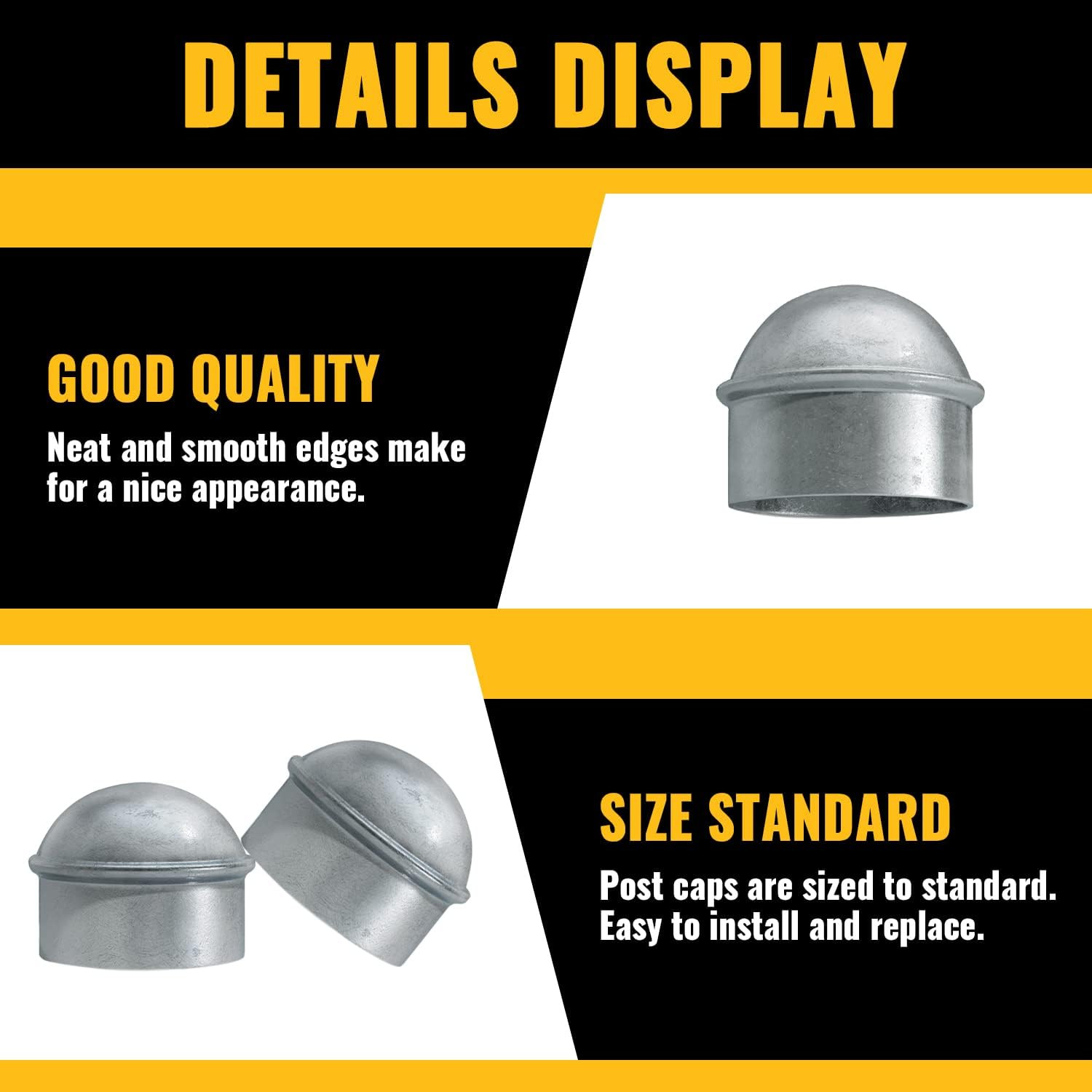 1-3/8" Fence Post Caps, Chain Link Post Caps, Galvanized Steel, for 1-3/8" OD Pi