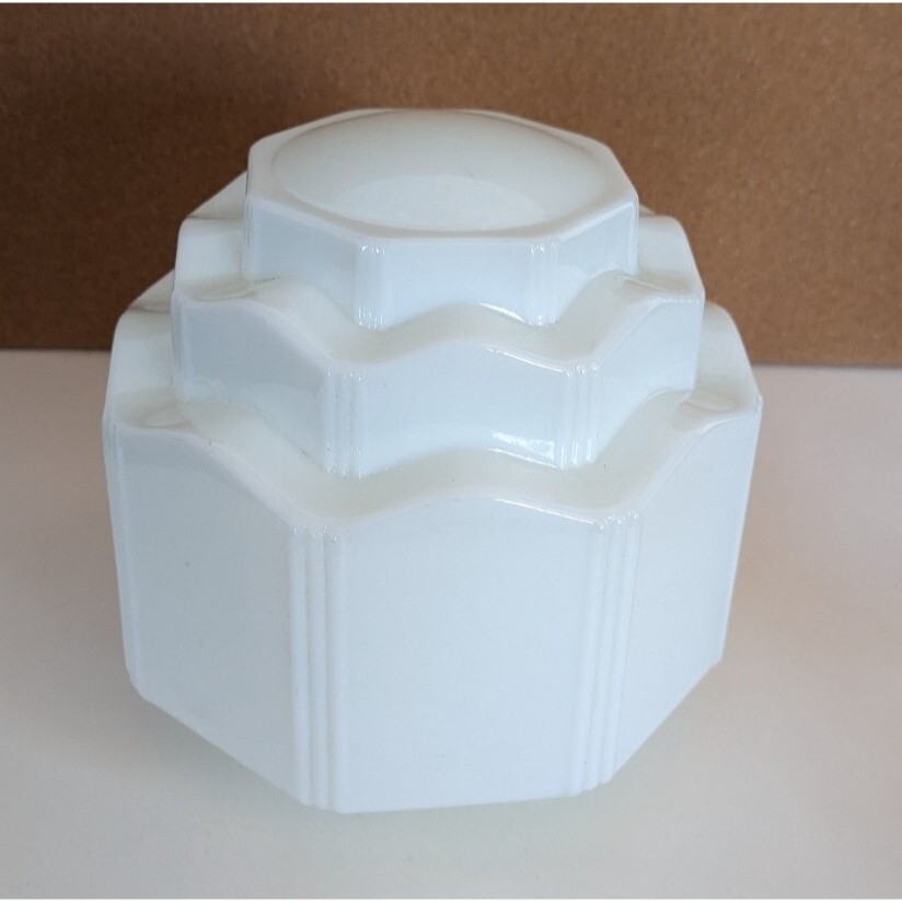 Vintage Art Deco Milk Glass Light Shade Skyscrapper Wedding Cake Pendant Shade