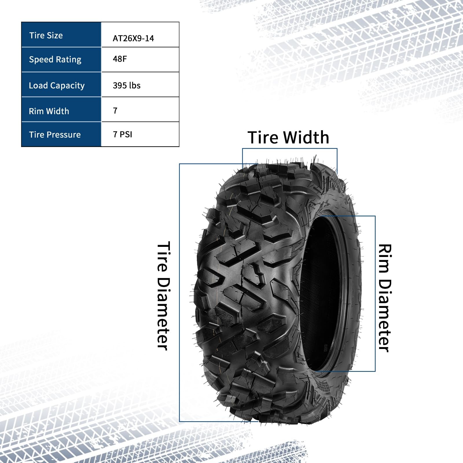 4pcs 26x9-14 26x11-14 Front Rear ATV UTV Tires 26x9x14 26x11x14 6 Ply Mud Tires