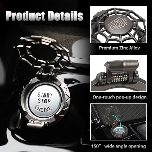 Car Push Start Button Cover Universal for Car Motorcycle Press Engine Black