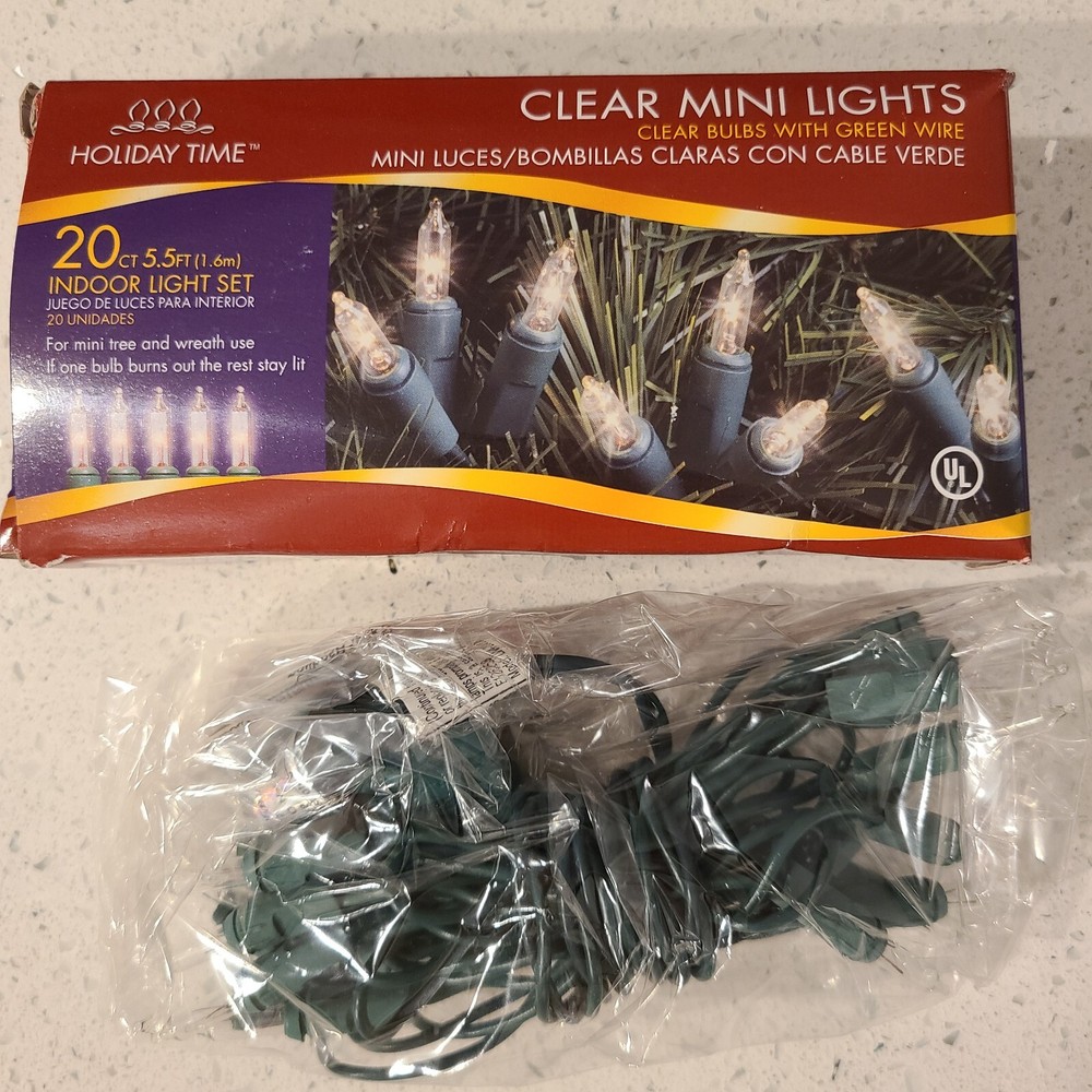 20 Count Mini Lights Clear String for Christmas Decoration