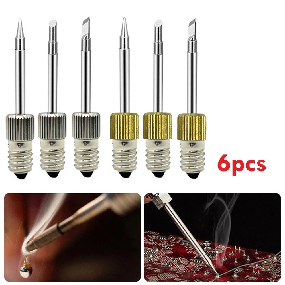 6pcs Replacement Soldering Iron Tips E10 Interface Electric Soldering/Needle Tip