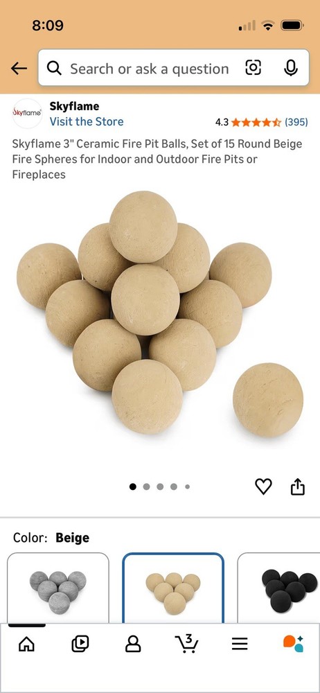 Beige 3” Ceramic Fire Balls - 15 Pack