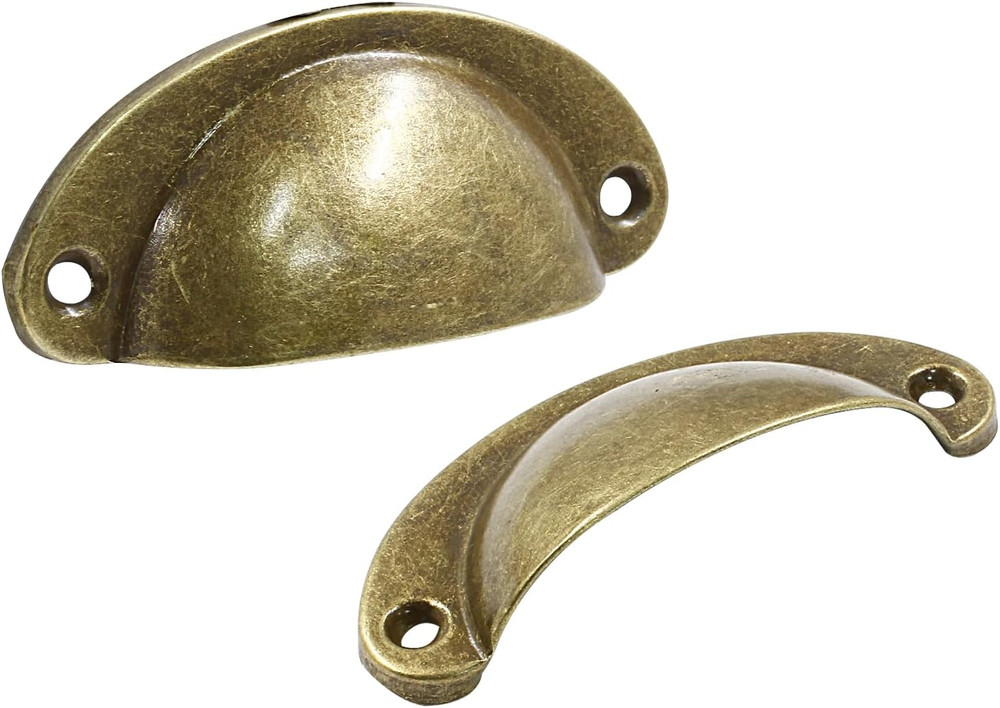 24Pcs Antique Cup Drawer Pulls, Brass Bronze Bin Cup Pulls Knobs, Cabinet Pul...