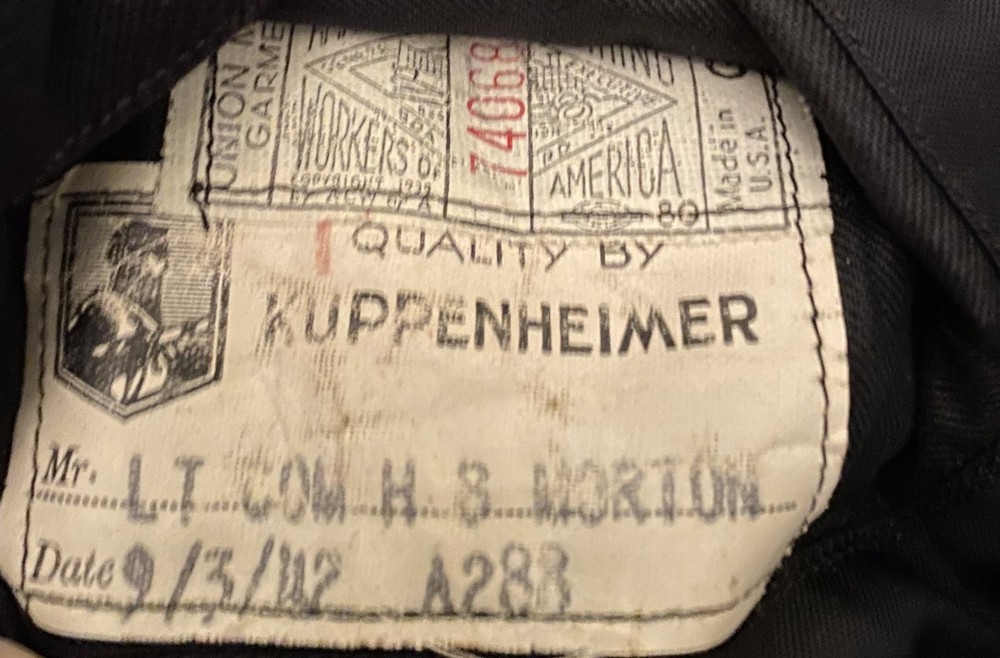 WWII US Navy Commander Supply Corps Dress Blue Jacket Coat Named