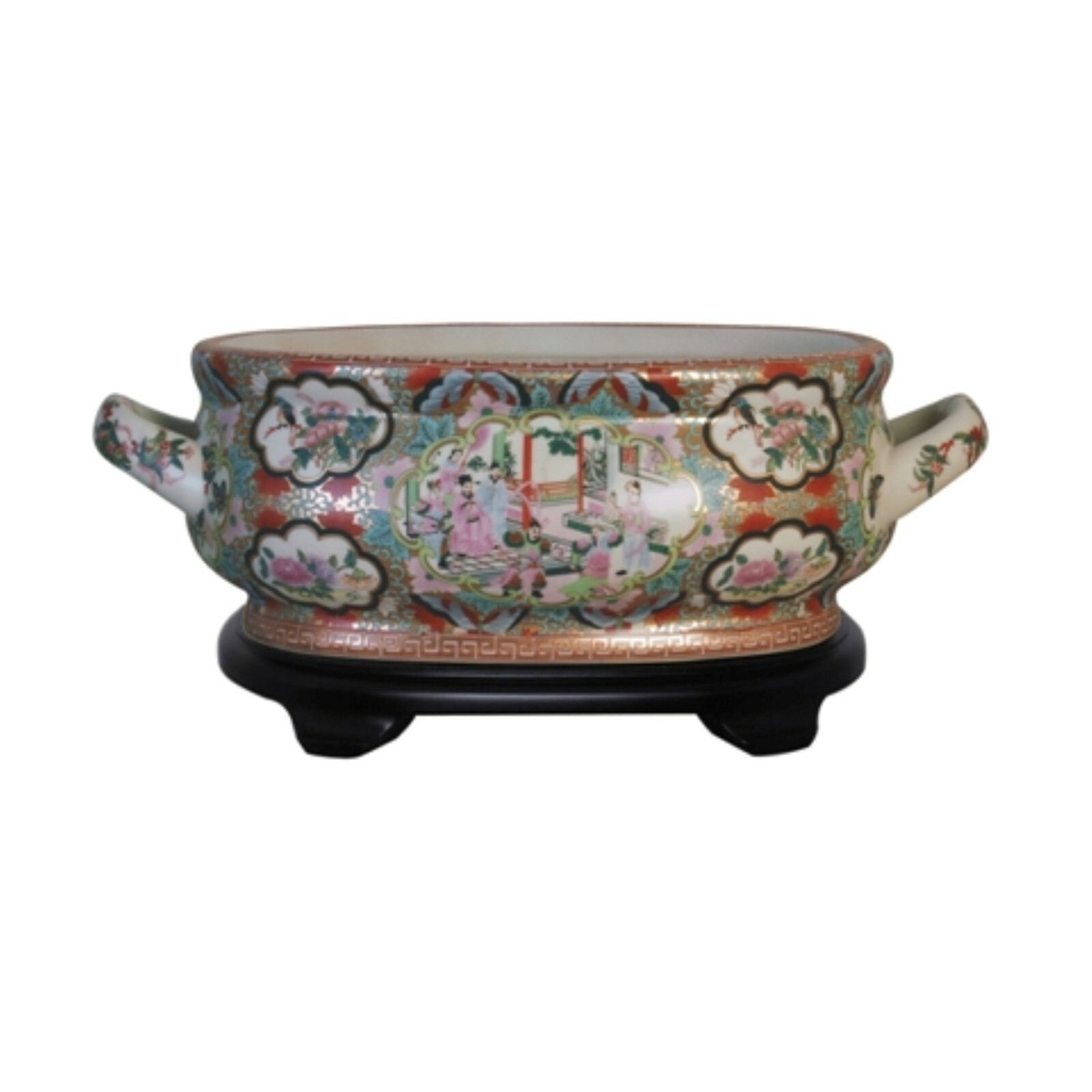 Unique Chinese Rose Medallion Porcelain Foot Bath Basin