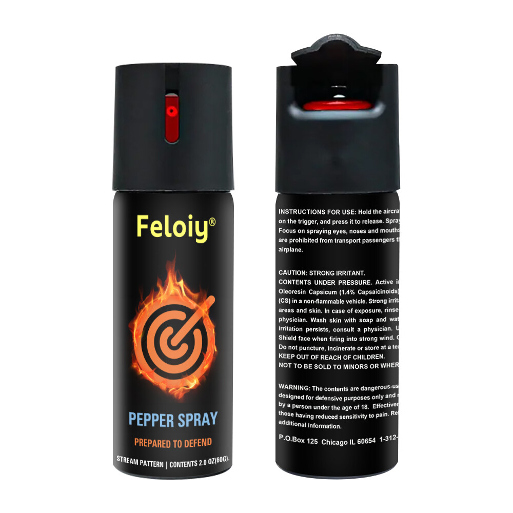 Feloiy Pepper Spray 2oz Maximum Strength Self Defense Security Black