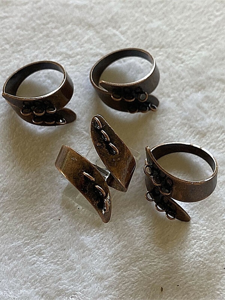 24 pcs Antique Copper Adjustable Ring Blanks 6 Loops