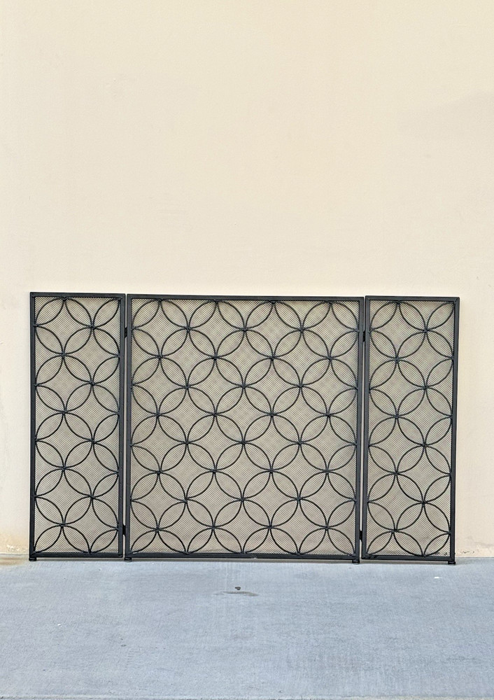 Modern Three Panel Decorative Fireplace Screen