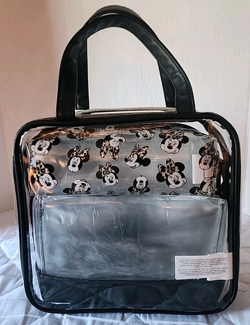 3 Piece Disney Minnie Mouse Travel Make-up Cosmetic Bag Set. PMK. +ZipperCharm
