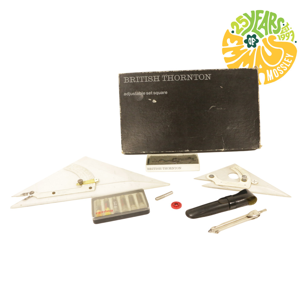 British Thornton Adjustable Set Squares Drafting Compass Rotring Tech Drawing