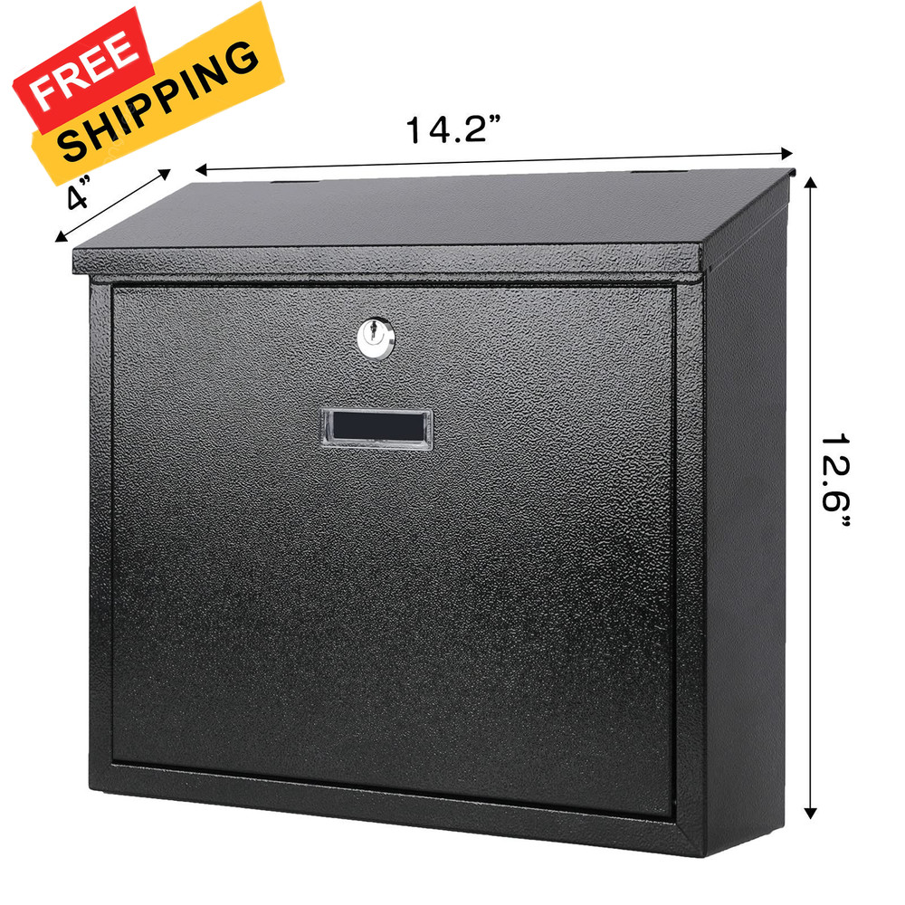 xydled Mail Boxes with Key Lock,Locking Mailbox Wall Mounted,Security Black