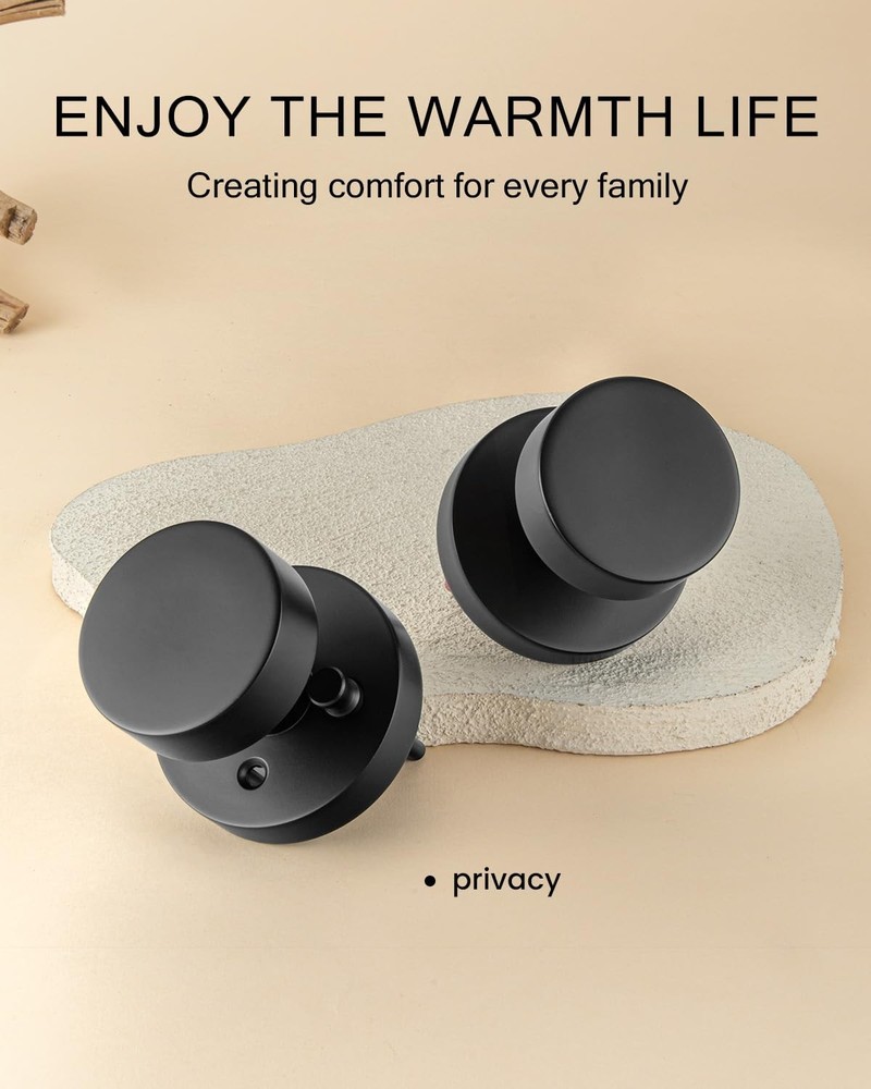 Haidms 6 Pack Matte Black Door Knobs Privacy for Bedroom 6 Pack,