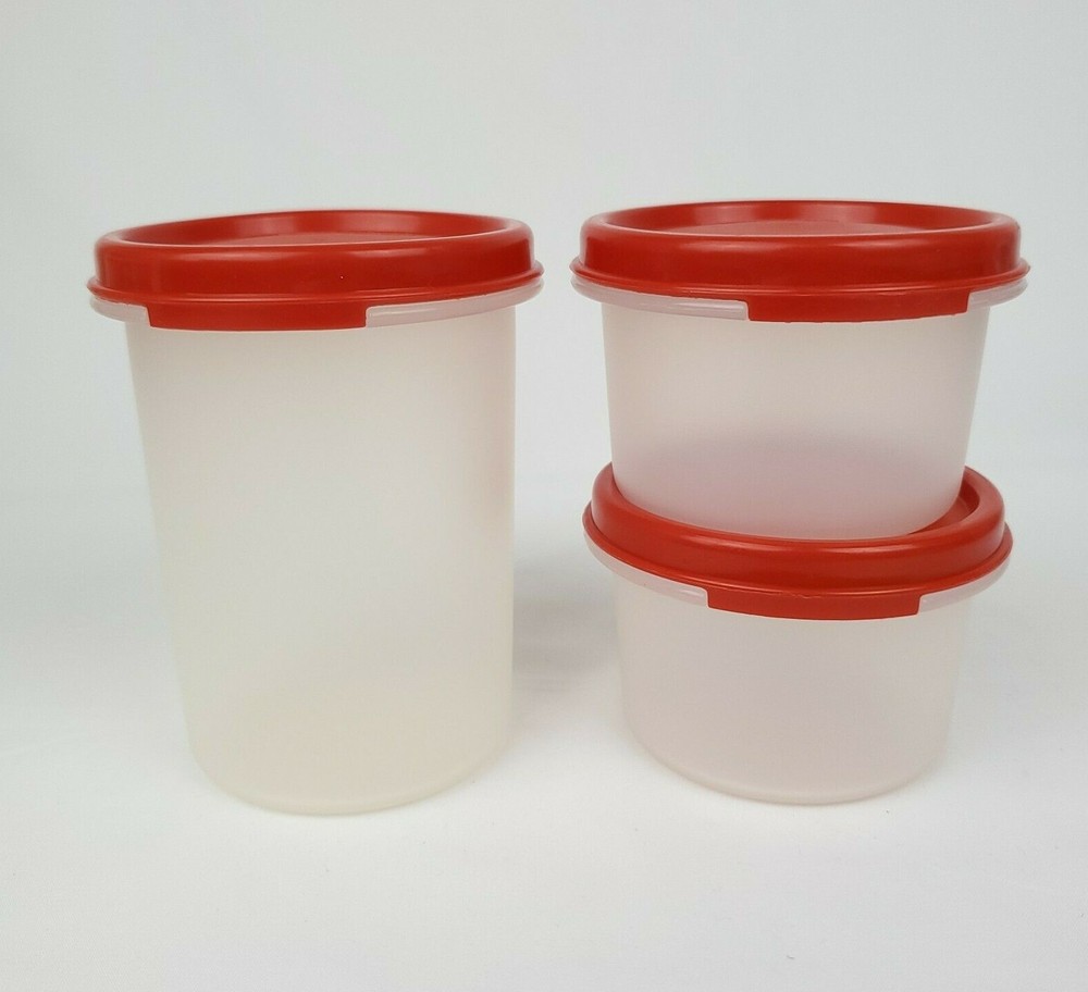 Tupperware Modular Mates Containers  #1606 & #1605 Red lid