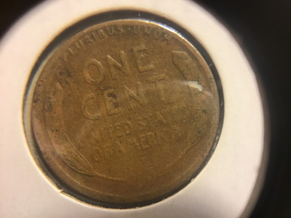 1918 p wheat penny error added copper on front.