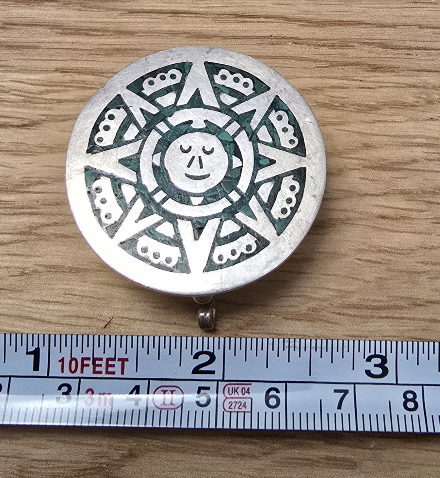 Vintage Mexican Sterling Silver & Malachite Pill Box - TM-13 Taxco - 1oz