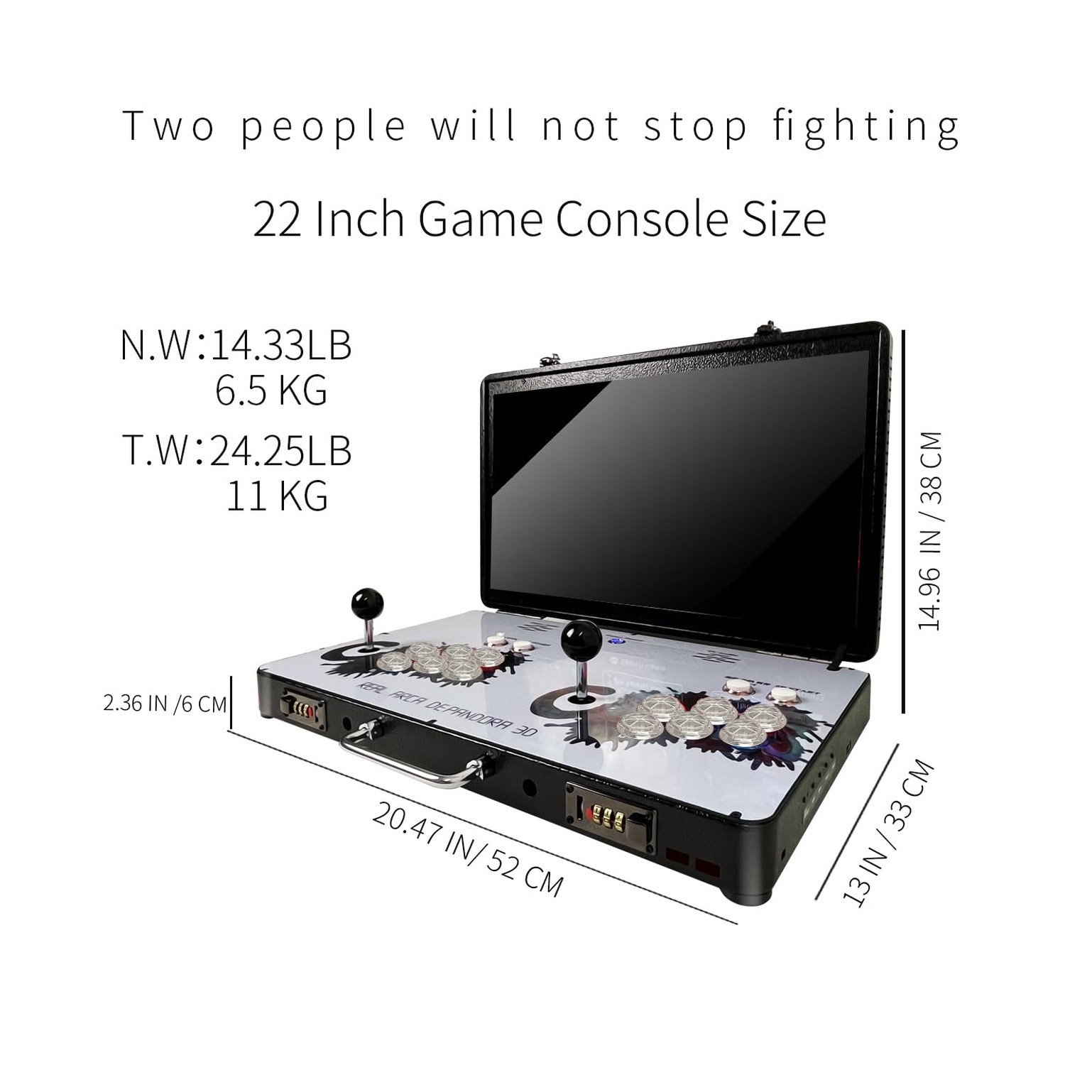 Portable 20000 in 1 Metal Box 3D Arcade Game Console, 22 inch Screen Retro El...