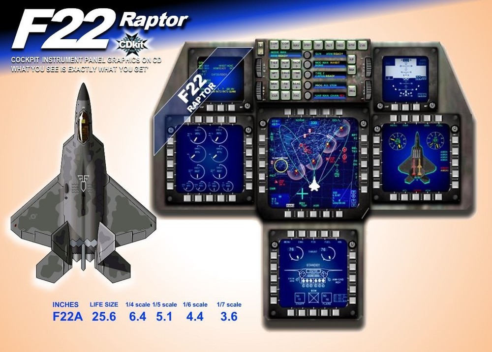 F22 RAPTOR COCKPIT instrument panel CDkit