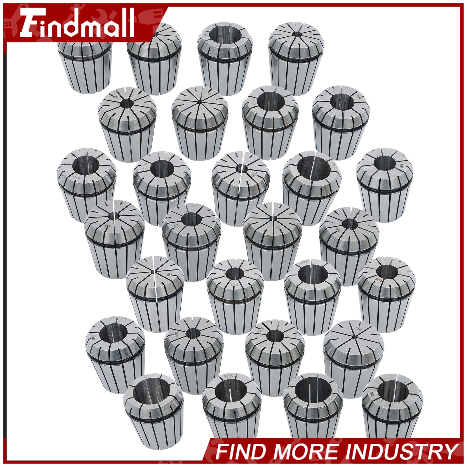 Findmall ER40 29Pcs Collet Set High Precision CNC Spring Collets