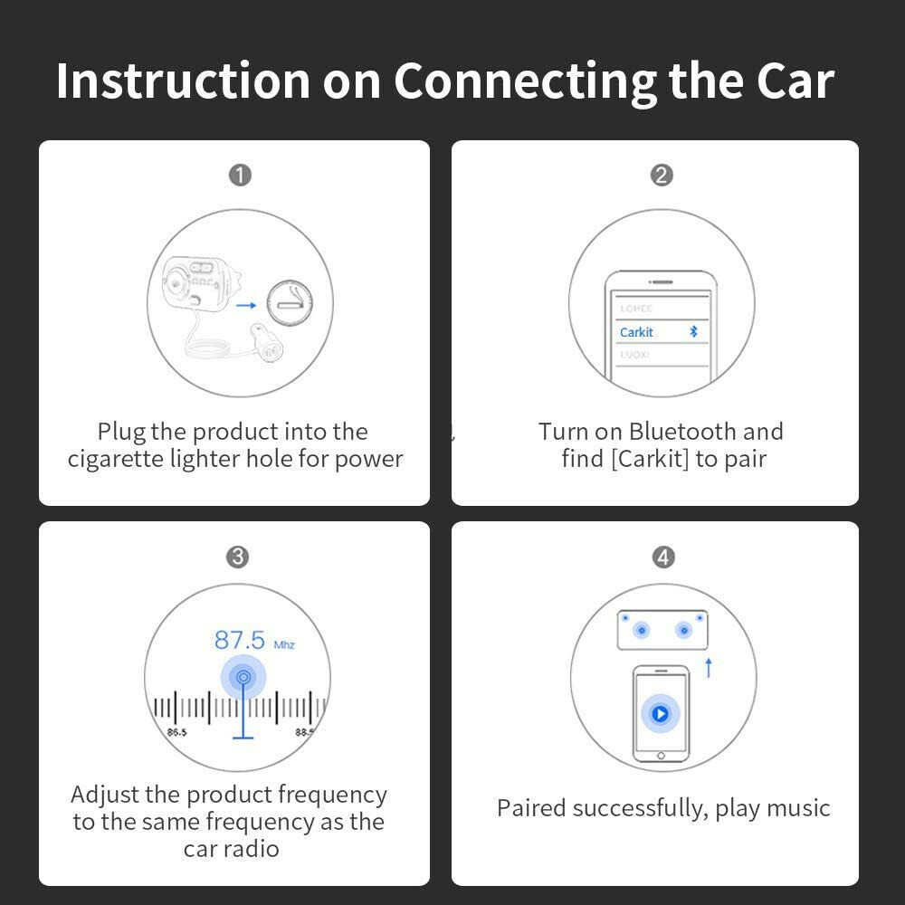 Handsfree Wireless Bluetooth FM Transmitter Car Kit Mp3 Player with USB Charger
