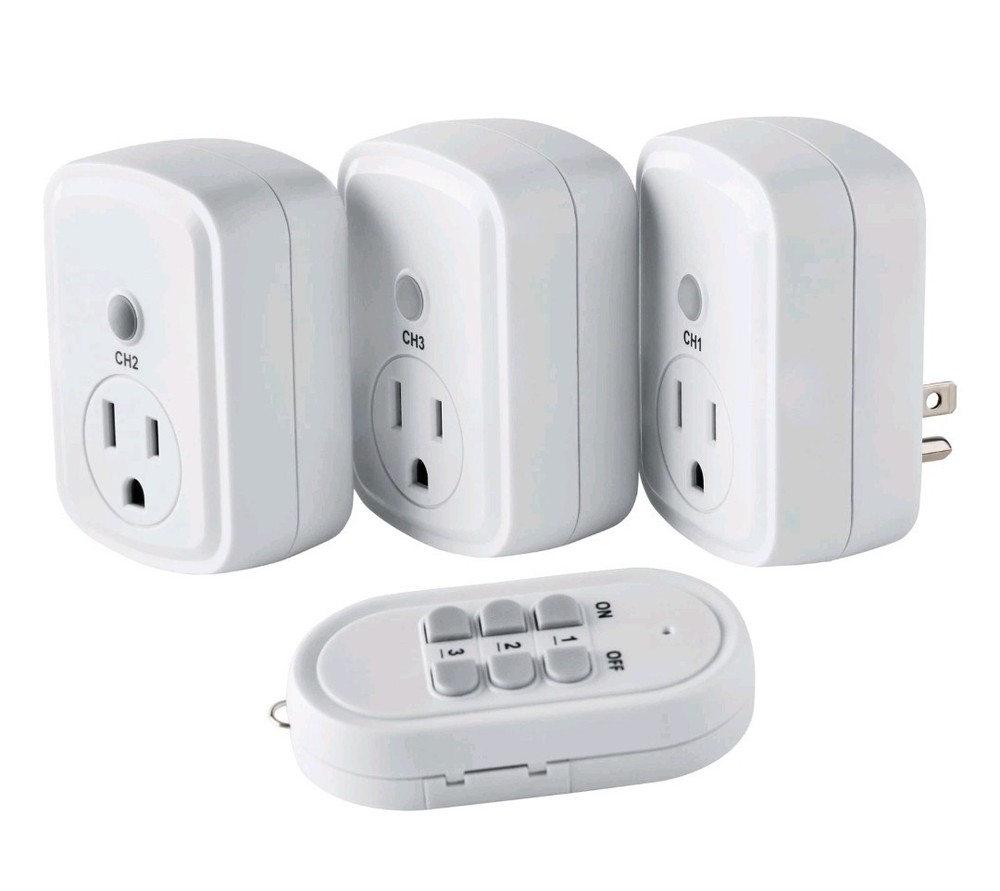 Indoor 3 Pack 1-Outlet Wireless Remote Control, White B8