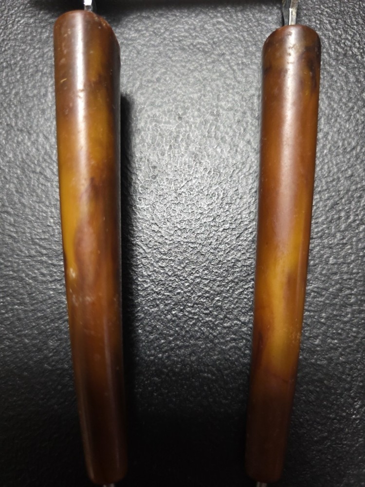 Vintage Spring Loaded Meat Serving Fork 50s Bakelite Handle