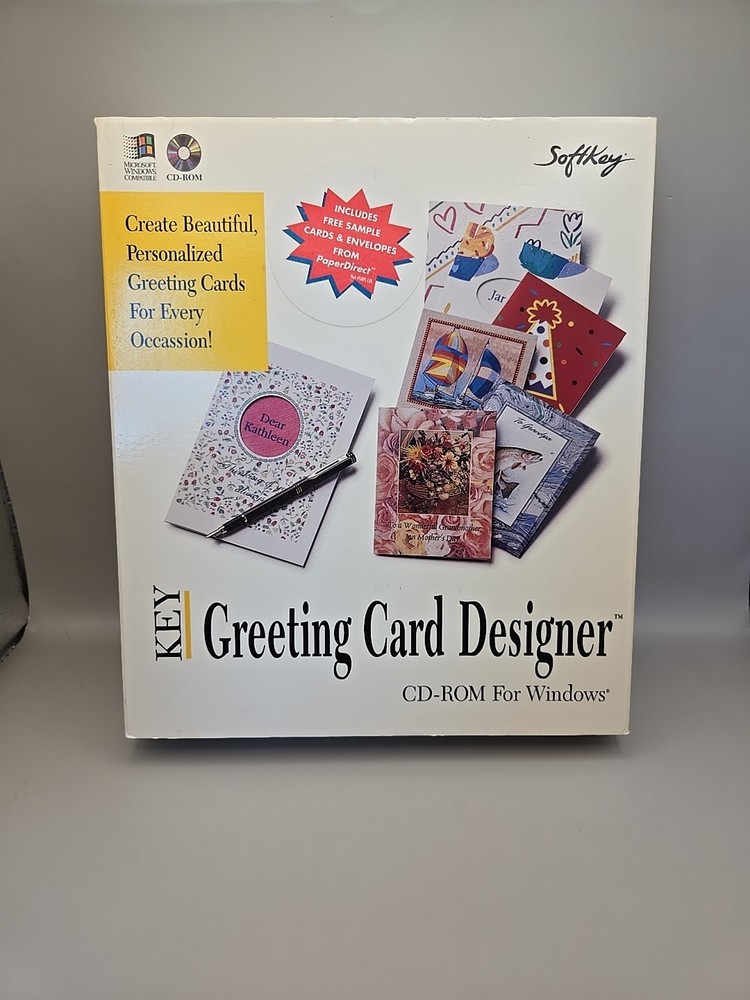 Key Greeting Card Designer by SoftKey (CD-ROM, 1995) WIndows PC