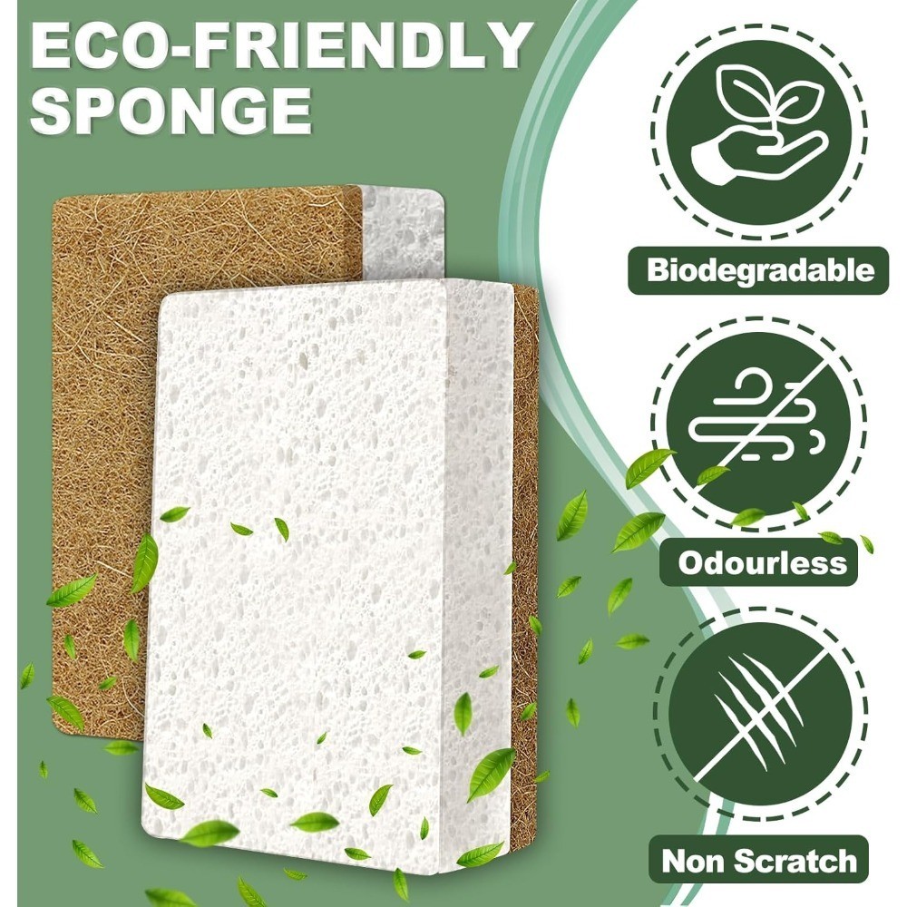 Natural Plant-Based Biodegradable Dish Sponges 18 Count Compostable Kitchen