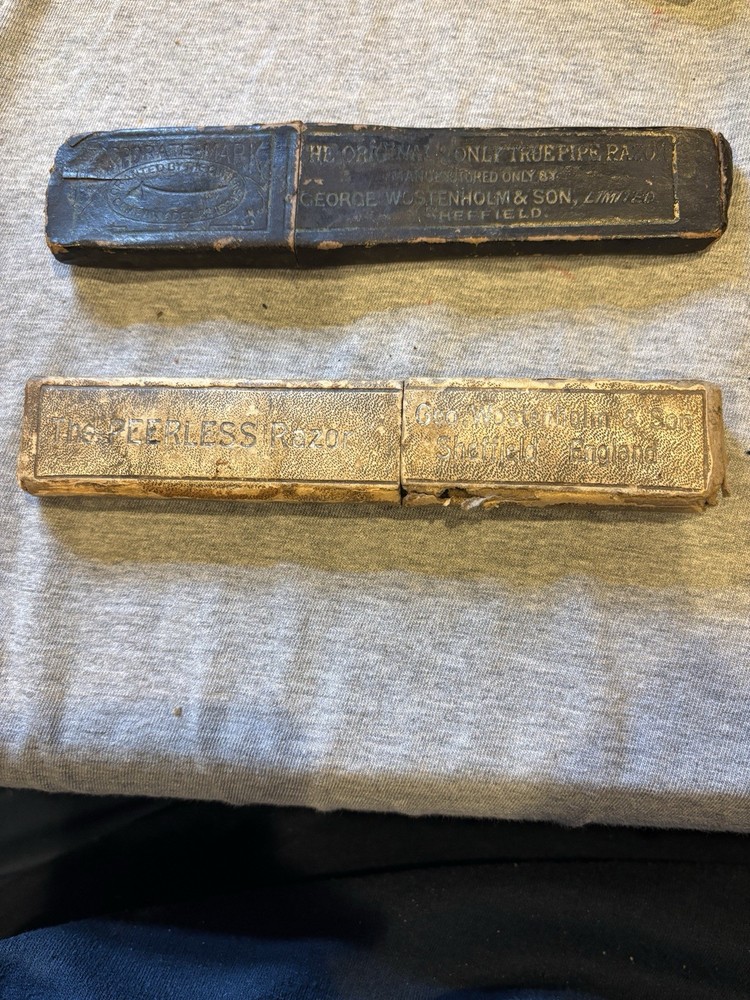 5 Empty Vintage Straight Razor Boxes.
