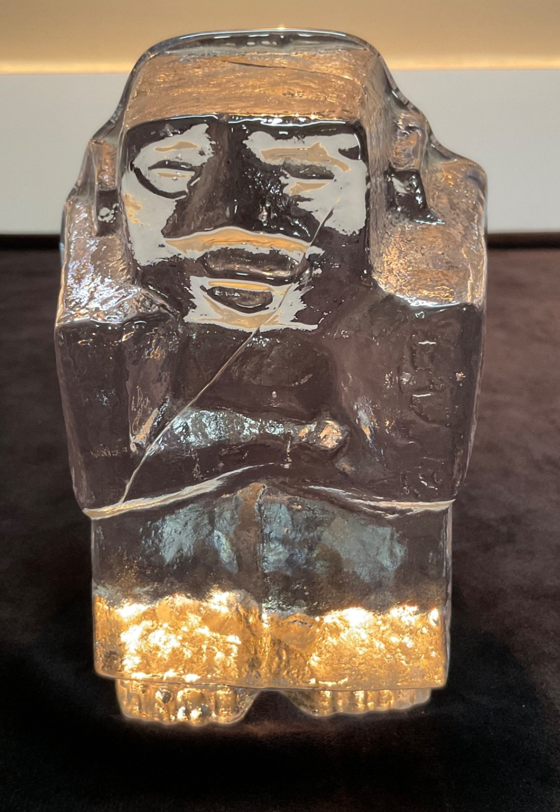 ERIK HÖGLUND Ice Man Glass Sculpture for Boda Kosta, Sweden. Signed Boda H1074.