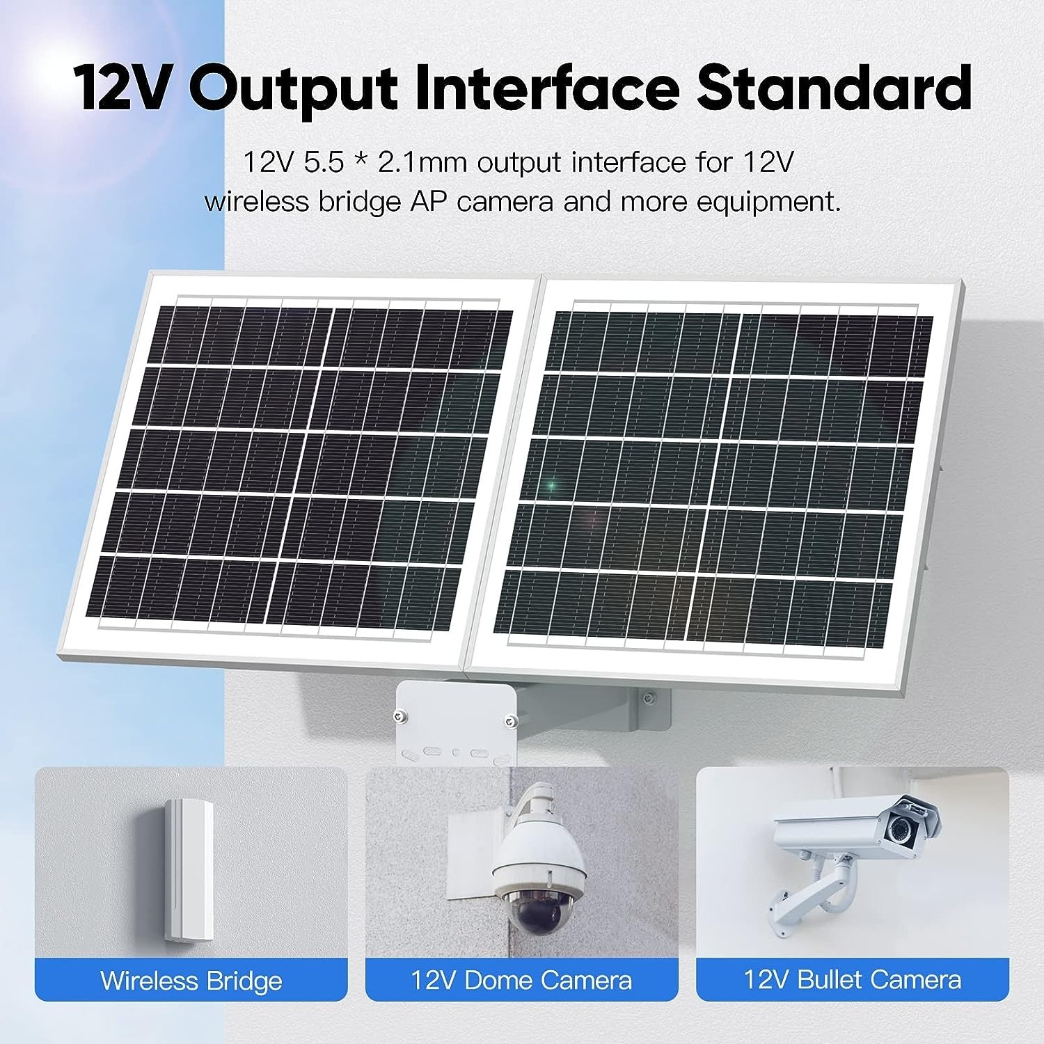 Solar Panel White Non-Stop Power Supply for 12VDC SECURITY Camera