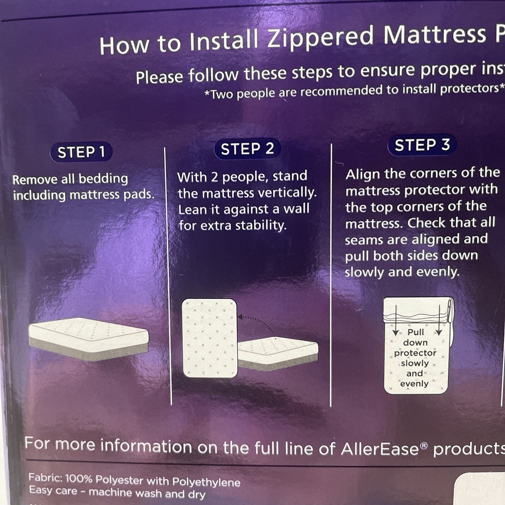 ALLEREASE Zippered King Mattress Protector - Complete Allergy Protection NEW