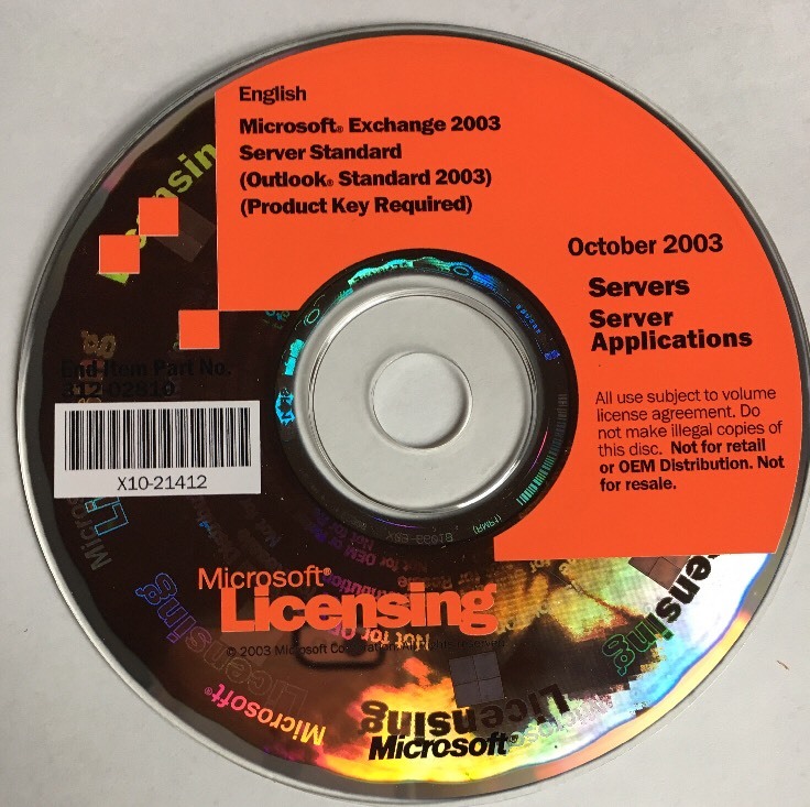 Microsoft Licensing 2003 Servers Server Applications 312-02810 Exchange Standard