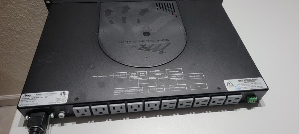 MIDDLE ATLANTIC COMPONENT COOLER POWER DISTRIBUTION PDCOOL-1115R