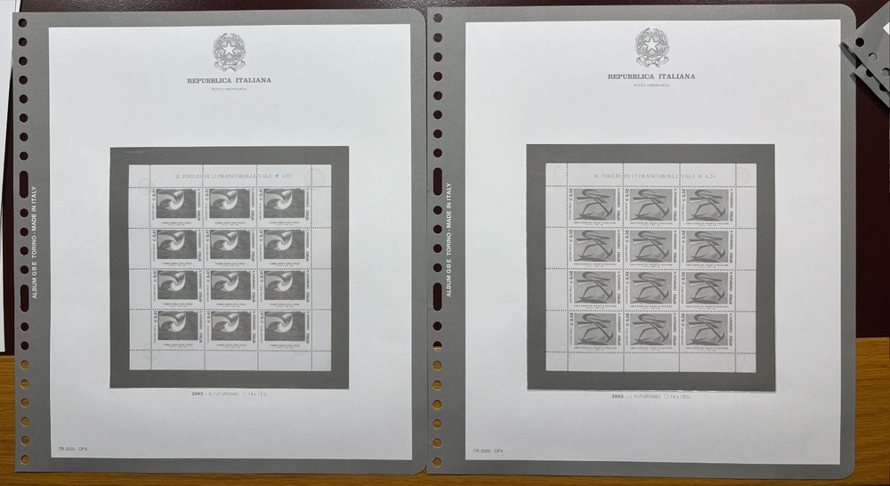 Album GBE BOLAFFI - Italy 2003 - Pages for Minifogli FUTURISMO