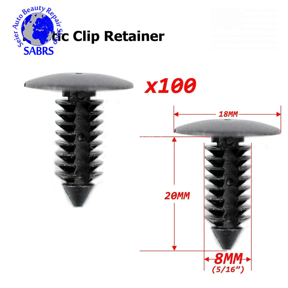 100X 8mm Bumper Clips Auto Car Hole Plastic Rivets Fastener Fender Push Pin NEW