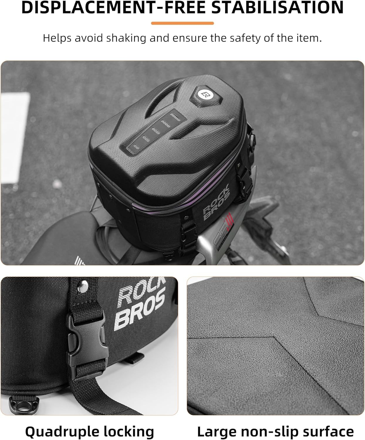 ROCKBROS Motorcycle Tail Bag,Waterproof Hard Shell Rear Seat Bag 12.5L Backpack