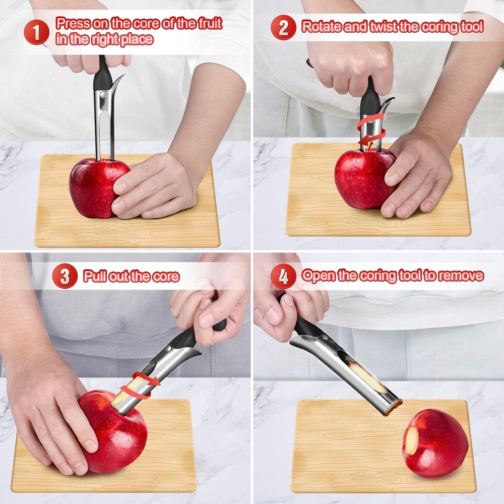 Apple Corer Tool with Sharp Serrated for Pears，Premium Apple Core Remover ，Ea...