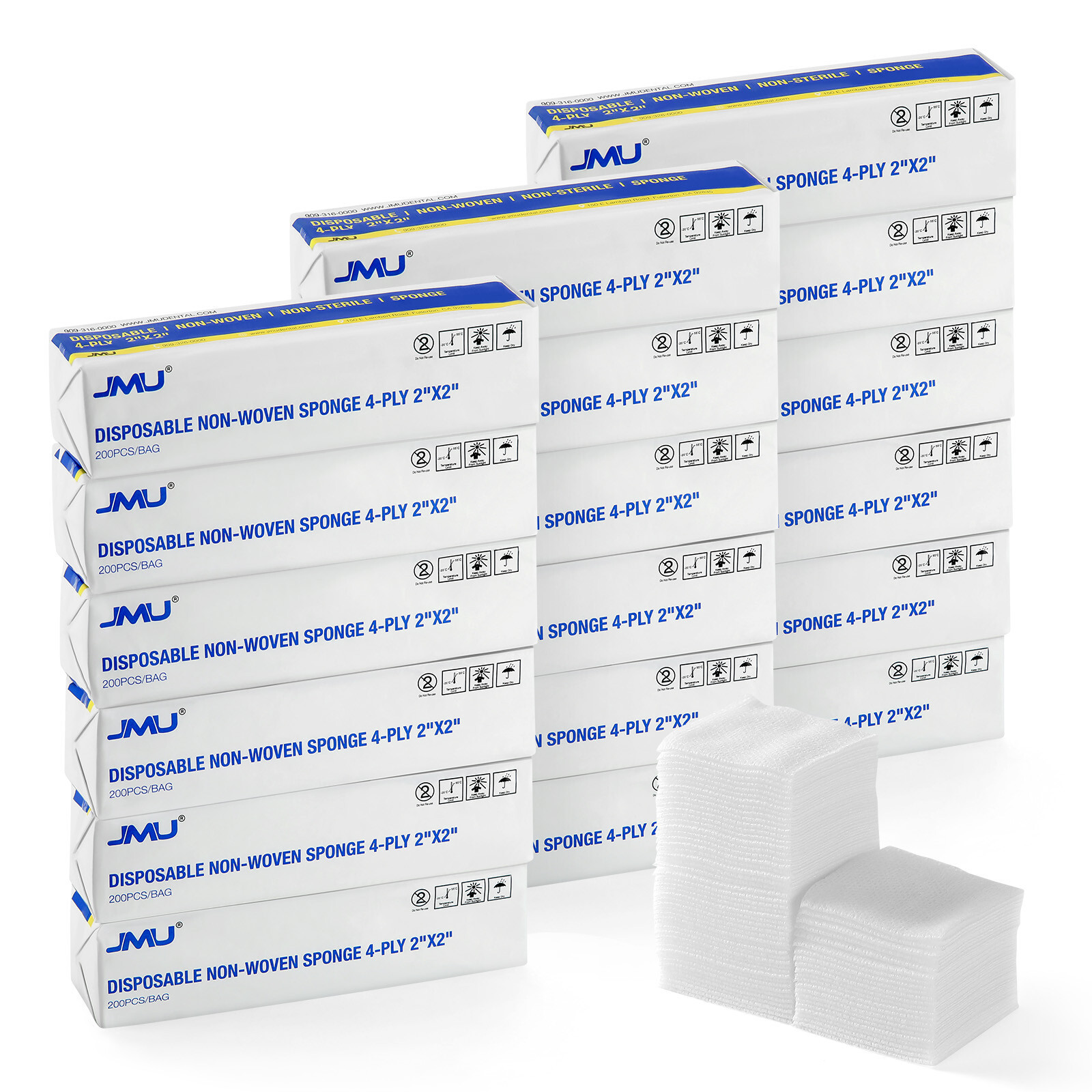 5000PCS JMU Dental Medical Gauze 2"x2" Non Woven Sponges 4-Ply FDA Approved