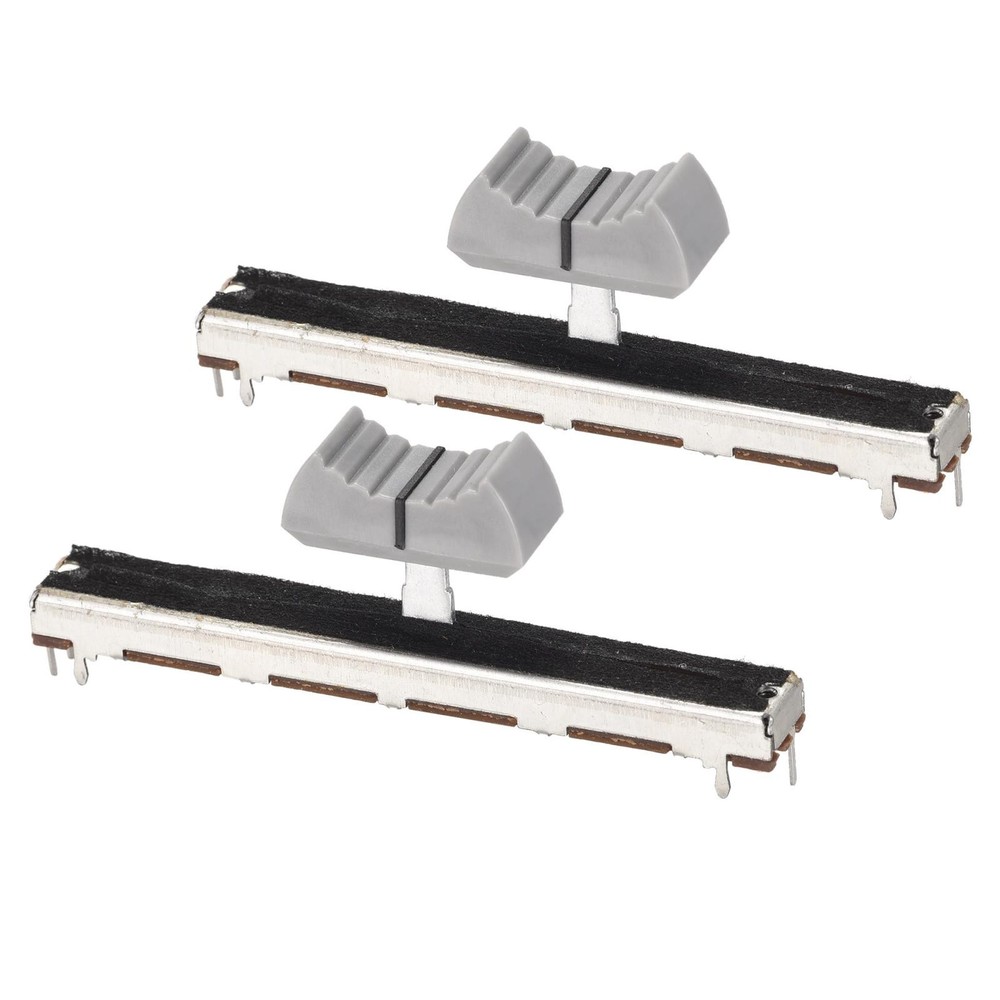 75mm Straight Slide Potentiometer B10K Ohm Grey Black Knobs 2pcs
