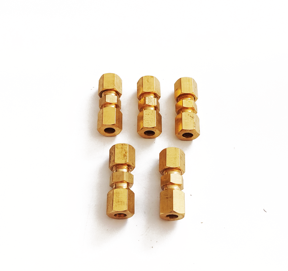 5x Brass Compression Fittings Union Connector For 3/16"OD Hydraulic Brake Lines