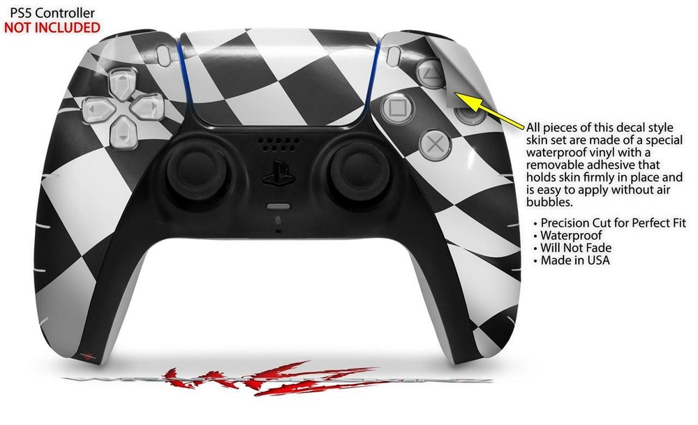 Skin Sony PS5 Controller Checkered Racing Flag