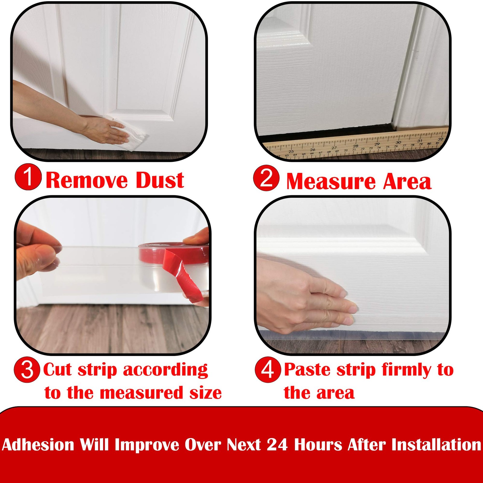 Clear Weather Stripping Tape, Door Draft Seal Silicone Strip. Enhanced with T...