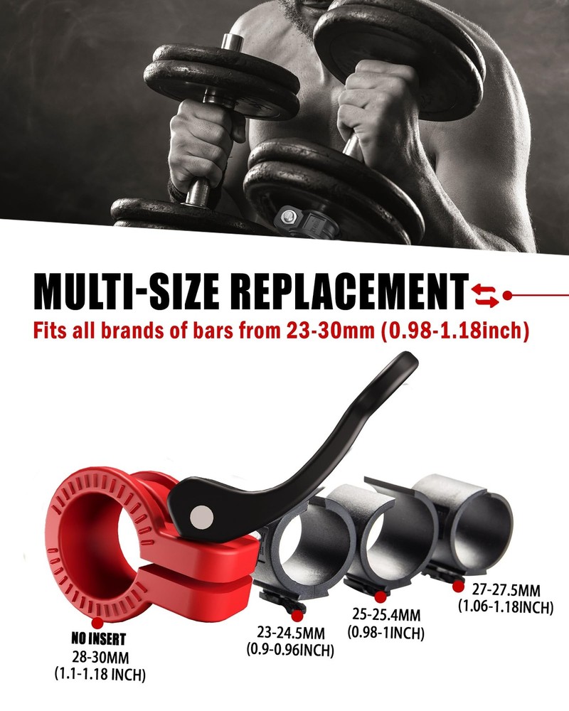Adjustable Barbell Clips 1 Inch | Quick Release Weight Locking Collars Pair