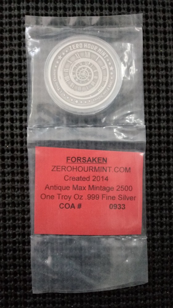 Obey Control Surrender Conform 2014 Zero Hour Mint 1 oz Antiqued Silver w/ COA