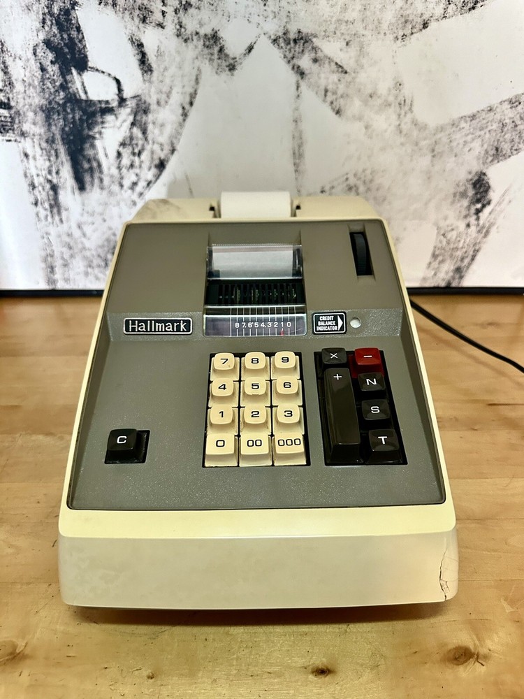 Vintage Hallmark Adding Machine Model AM-893 and Cover Tested