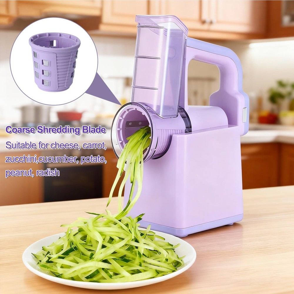 Kitchen Rotary Vegetable Chopper 3 Blade Cheese Shredder& 3 Interchangeable D...