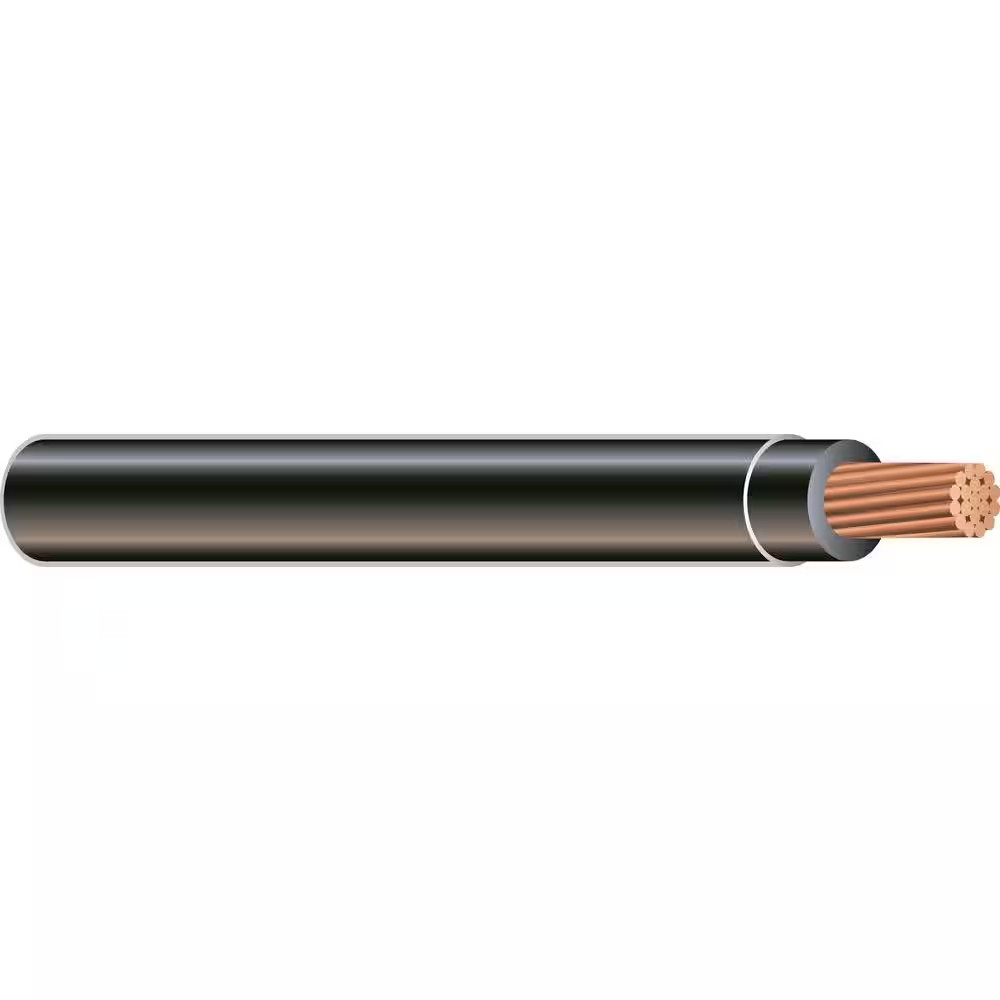 500 Ft. 2 Black Stranded AL Simpull THHN Wire